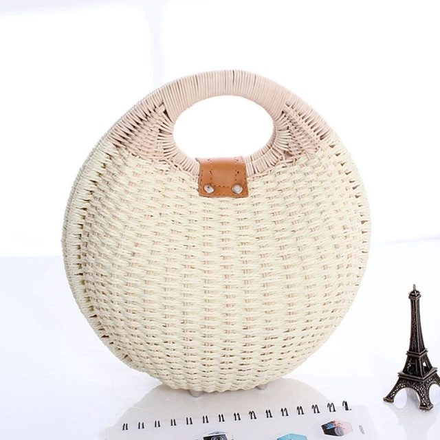 Handmade Wicker Woven Purse Handbag Straw Purses Women Handle 9