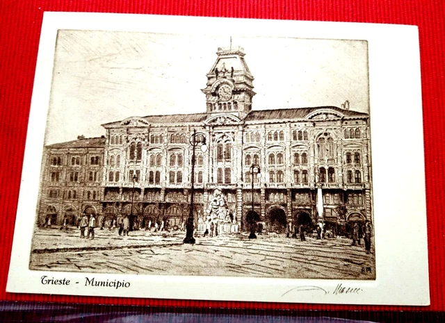 Cartolina Trieste Municipio -arti grafiche Bertarelli Milano
