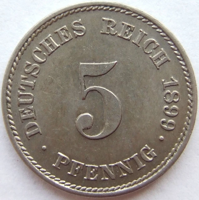 Moneta Reich Tedesco Impero Tedesco 5 Pfennig 1899 E IN Uncirculated