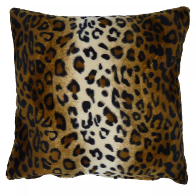 Faux Fur Touch Stunning Leopard Print Cushion Cover or Filled 45cm Brown & Black