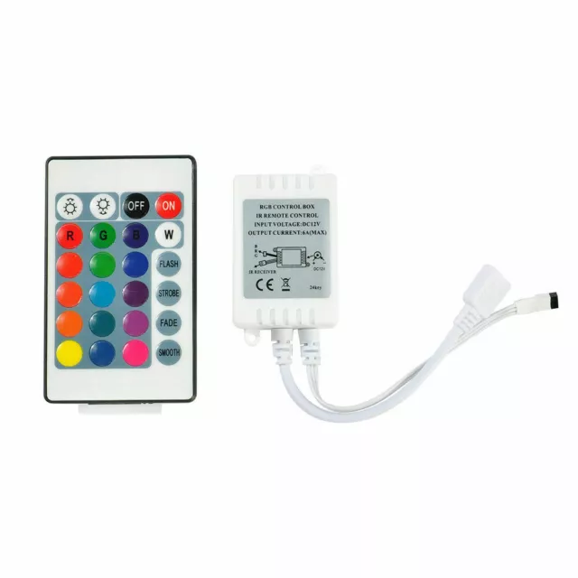 RGB Control Box + 24 keys IR Remote Controller For 3528 5050 12V LED Strip Light 3