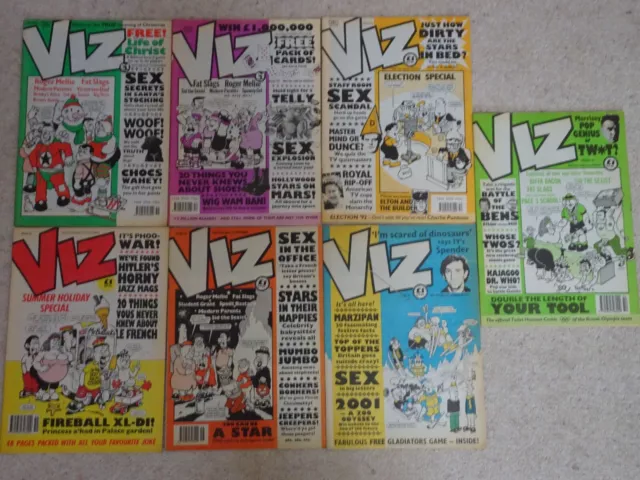 1990's Viz Comic Bundle 7 Magazines Nos 51 52 53 54 55 56 57 ADULT ONLY