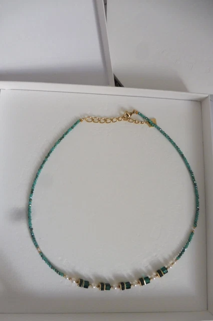 Collier Créateur Michal Golan Perles Amazonite Et Sodalite - Occasion, Pendentif Trapèze