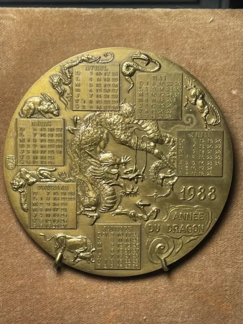 Medaille Kalender Jahr Von Dragon 1988 - Monnaie De Paris