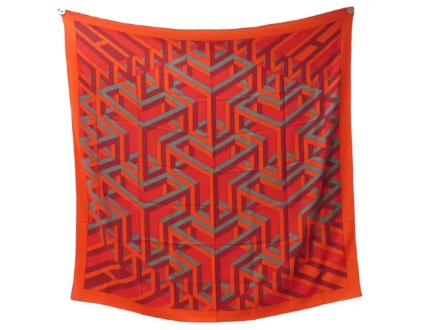 Chale Hermes Cube Origny En Cachemire Soie Rouge Carre 140 Cashmere Shawl 1180€