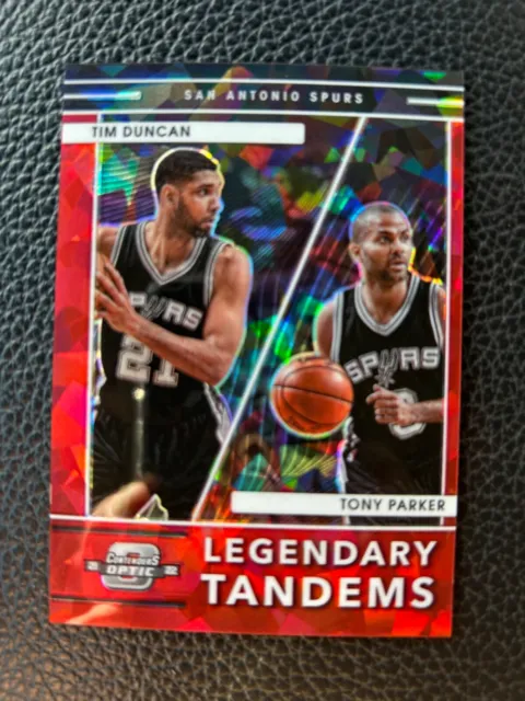 2021-22 Optic Tim Duncan & Tony Parker Legendary Tandems Red Cracked Ice Prizm 7