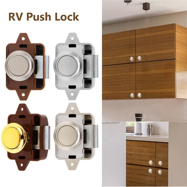 LENKRAD Push Button Cabinet Latch, Nickel Metal Cabinet Drawer Catches