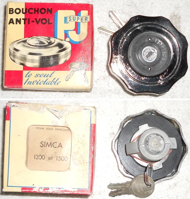 Bouchon De Réservoir Ancien Pour Simca 1000 - Avec Clé Neiman D'époque - Chrome - Occasion