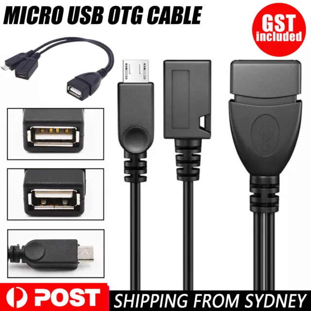 1/2PCS 2 In 1 OTG Micro USB Host Power Y Splitter USB Adapter to Micro 5Pin 20cm