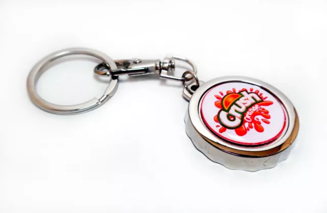 ORANGE CRUSH Vintage Logo Soda Bottle Cap Opener Key Chain / Ring Handmade