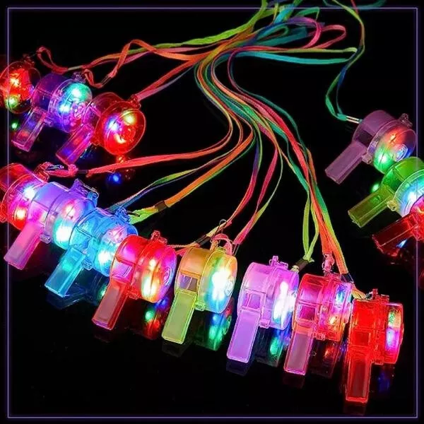 12PC LED Light Up Whistle Glow Flashing Bulk Party Supplies Built-in Battery