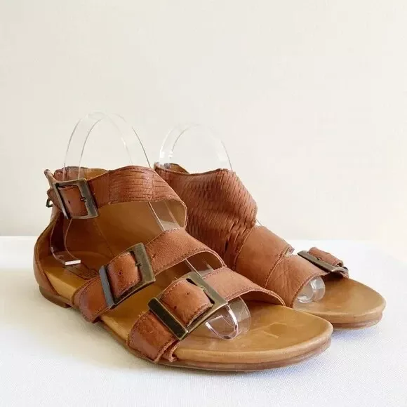 Miz Mooz Booties Womens Size 8.5 ALTHEA Open Toe Buckle Detail Leather Sandals