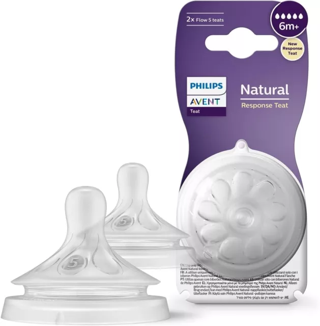 Philips Avent Natural Response Bottle Teat - 2 X Baby Bottle Flow 5 Teats for Ba