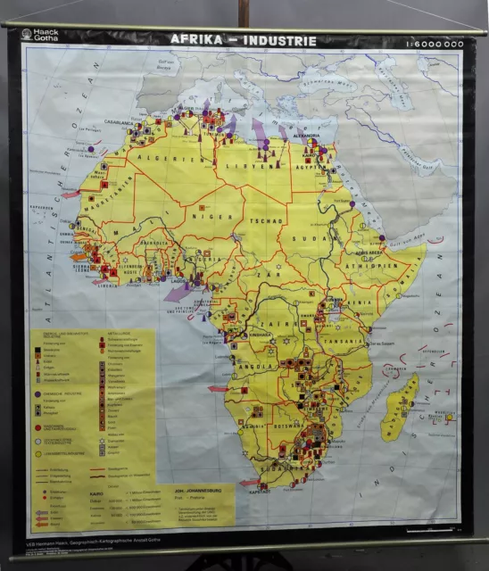 Pull Down Geographical Wall Chart Poster Map Africa Industry Decoration