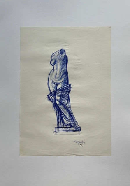 ZEICHNUNG SKIZZE SKULPTUR Weiblicher Akt Erich Puchta 1908 1986 79