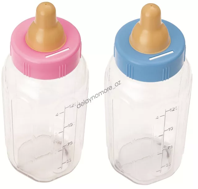 Giant Baby Bottle Pink / Blue Baby Shower Party Supplies Money Box Bank Favours