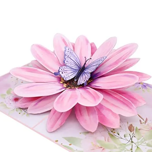 MOKIO® CARTE FLEUR Pop-Up – Fleur avec Papillon – Carte cadeau 3D