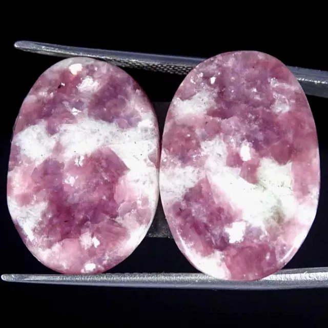 20.10Cts Natural Lepidolite Cabochon Pair Oval Gemstones