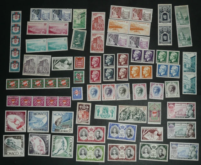 Rare lot d'anciens timbres neufs Monaco Années 1950's