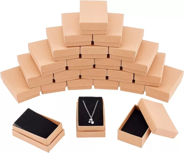 NBEADS 24 Pcs Cardboard Jewelry Boxes, 8x5x2.5cm Jewellery Gift Boxes with Lid