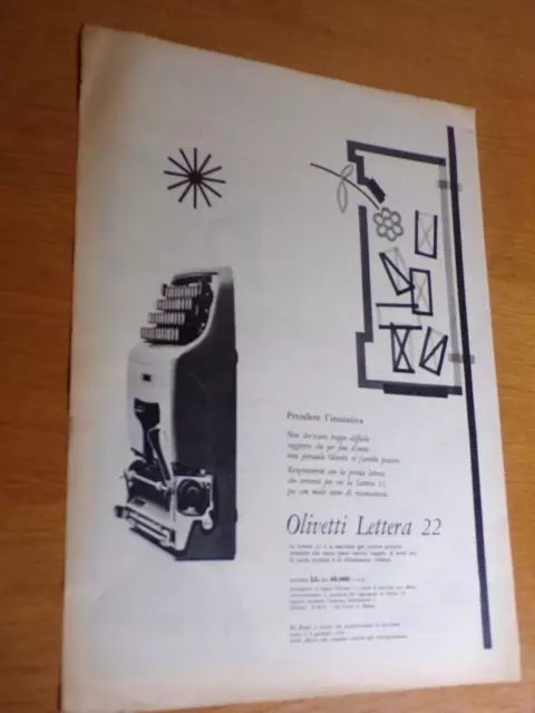 Olivetti Lettera 22 Macchina Scrivere Anno 1958 Anni 50=Pubblicita=Advertsing=13