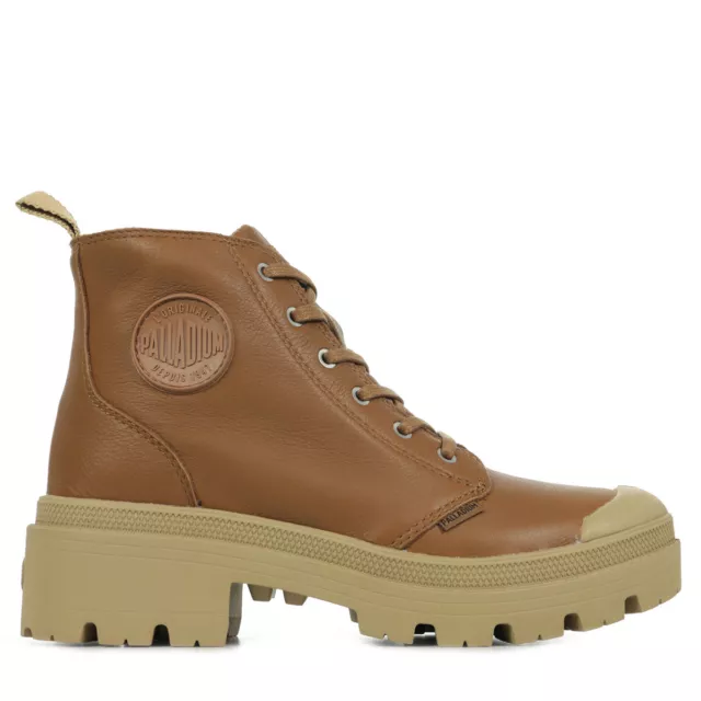 Chaussures Boots Palladium femme Pallabase Leather Marron Cuir Lacets