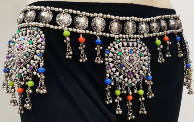 Tribal Belly dance Pendant Jewelry India Traditional Bollywood Hip Scarf Artisan