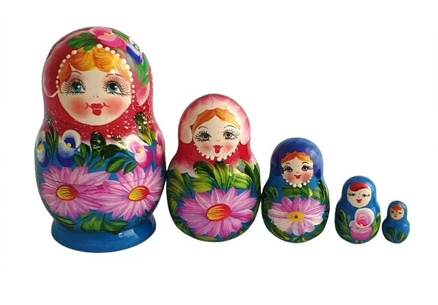 Matriochka vintage peinte à la main - Lapins, signée, 5