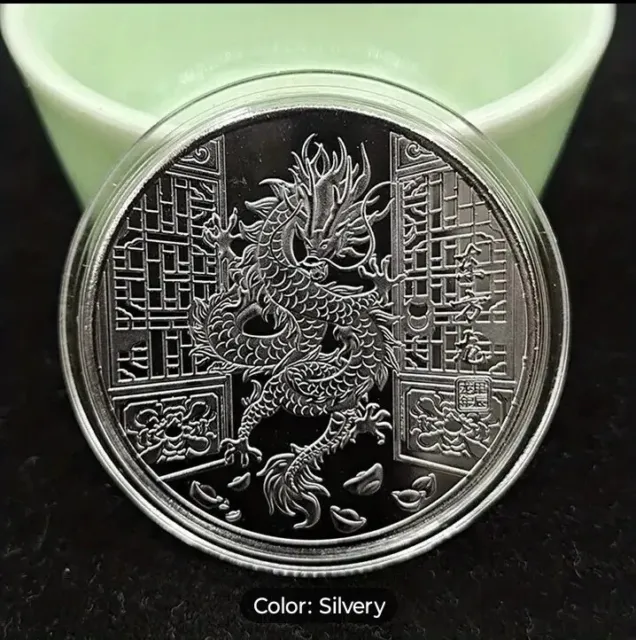 Dragon New Year Coin Silver Color Collection Gift EDC Challenge Chinese Calendar