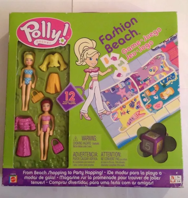 NEW Polly Pocket Fashion Game Board Tin Box Puzzle Dolls RARE Beach Playset  HTF