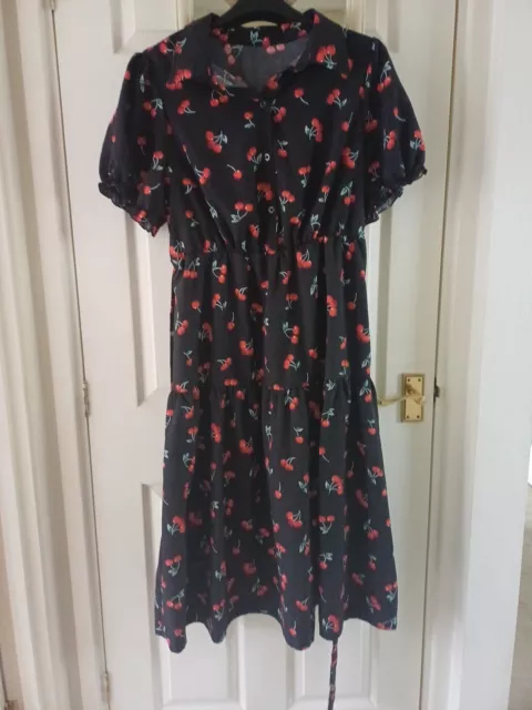 Cherry 🍒flora Print Floaty Midi Or Petite Maxi Summer Dress 👗 2XL Curve 18 20