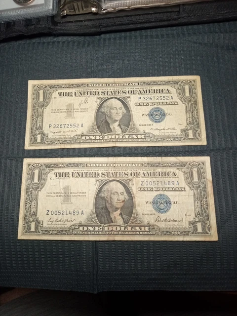 1957 A And 1957 Series $1 One Dollar Silver Cert. Blue Seal bills Low Serial #
