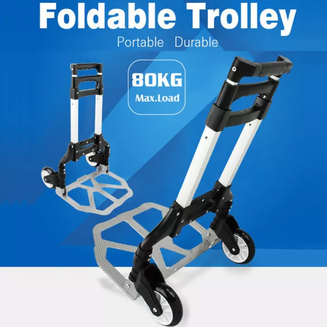 Heavy Duty 80Kg Folding Aluminium Hand Truck Trolley Portable Luggage Cart Wheel 2
