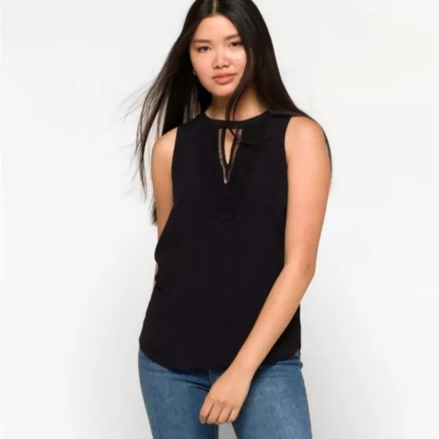 NWT STITCH FIX Pale Sky Womens Small Quin Keyhole Crochet Tank Top Black New 32.00 PicClick