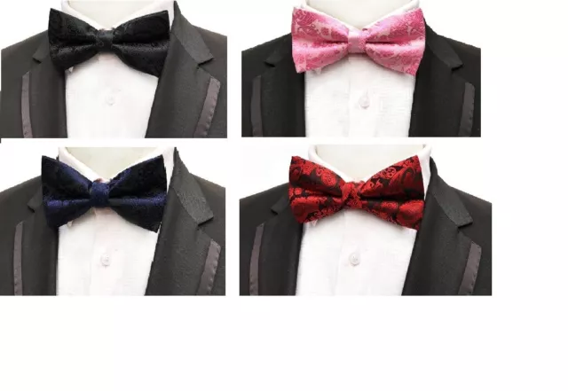 Paisley Mens Boys Pre-Tied Wedding Event Prom Bow Tie Clip