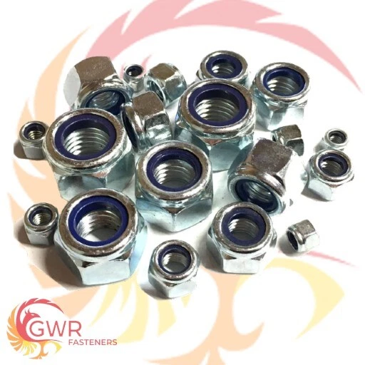 M10 X 1Mm 1.25Mm Fine Pitch Nyloc Nuts Nylon Insert Lock Nut Zinc Plated Steel