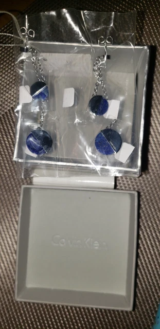 CALVIN KLEIN SPICY Stainless Steel Turquoise Drop Earrings New