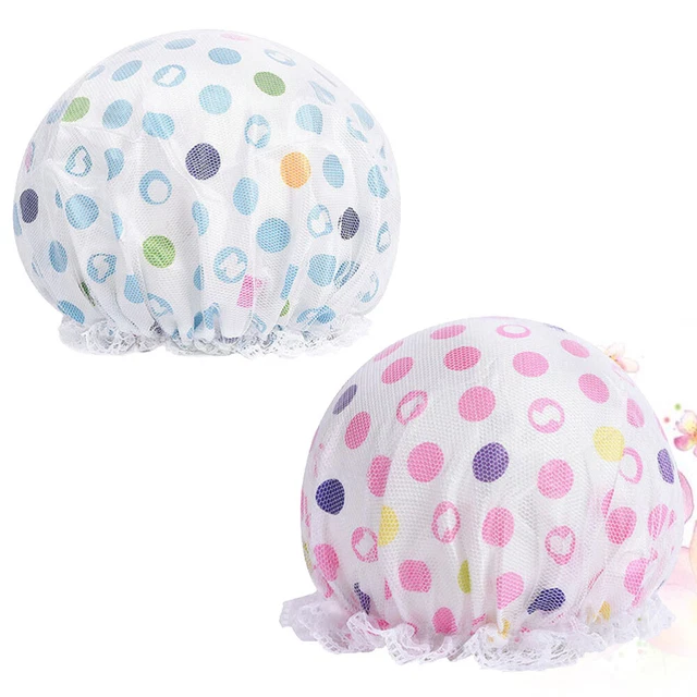 2 piezas gorro de ducha de doble capa impermeable gasa sombrero de baño punta