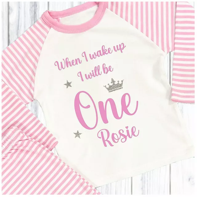 Personalised Birthday Pyjamas Girl When I Wake Up I Will Be One 6 Months-8 Yrs