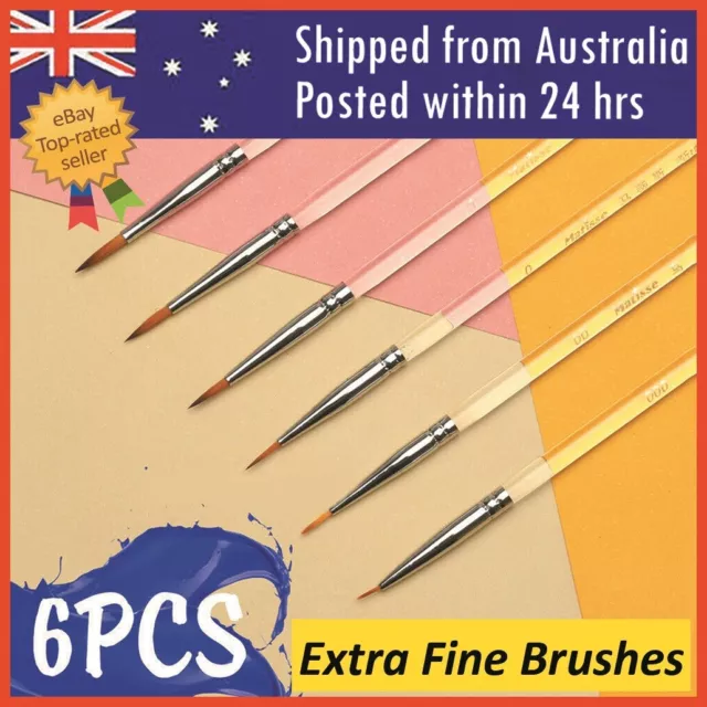 6 Pcs Pro Extra Fine Detail Watercolour Painting Acrylic Miniature Paint Brushes