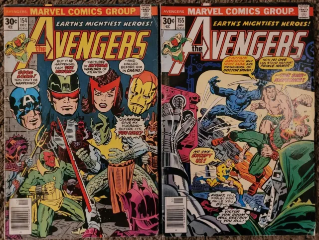 The Avengers #154 -158 LOT 1976 1977 Marvel Comics - Yolie