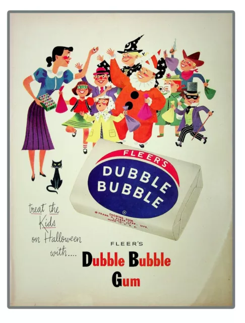 Halloween Fleers Dubble Bubble Chewing Gum Trick Or Treaters Vintage Print Ad 19