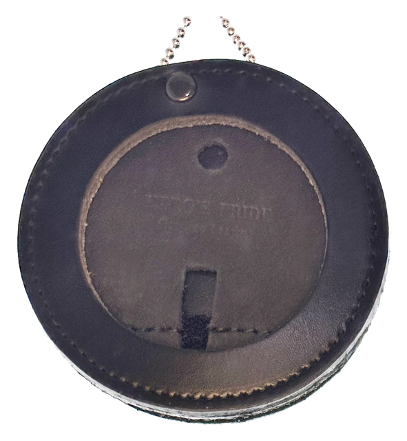 HERO'S PRIDE ROUND BADGE HOLDER W/ HOOK FASTENER CLOSURE: Round Shield Cutout