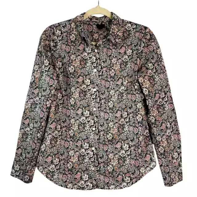 J.Crew Liberty Fabric Floral Button Up Shirt Size 6 Multicolor Long Sleeve Ditsy