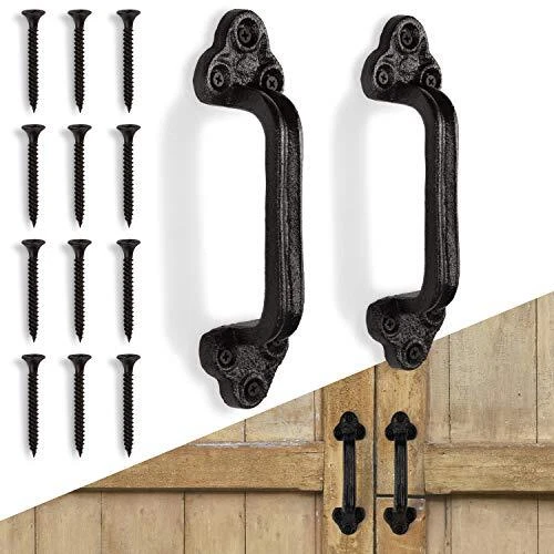 Heavy Duty Barn Door Handles (Set of 2) Black Rustic Cast Iron Gate Handles New
