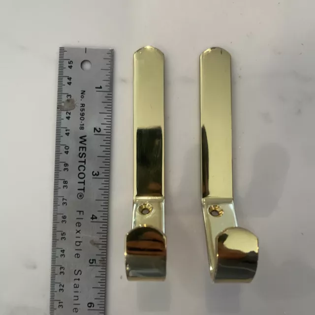 LOT of 2 SOLID BRASS SCHOOL HAT COAT TAPERED DOUBLE HOOKS