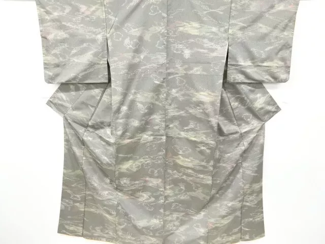 6825303: Japanese Kimono / Antique Kimono / Tsumugi / Woven Abstract Pattern