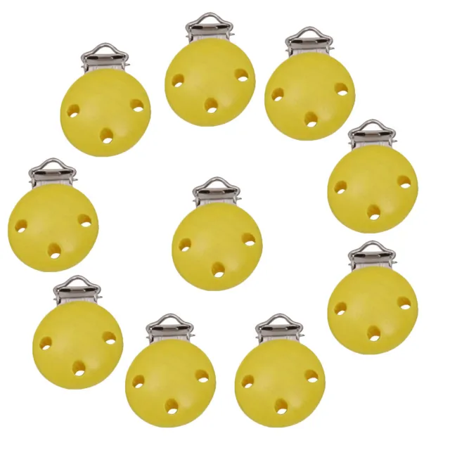 10Pcs Round Wooden Soother Holder Pacifier Dummy Clips for Baby Toddler DIY