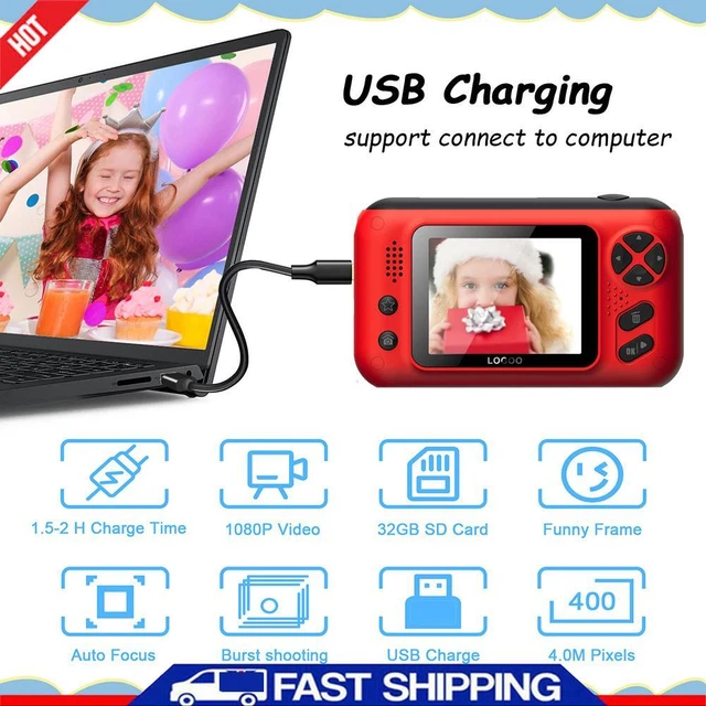 2.4 Inch HD Screen Kids Camera Charging Kids Digital Camera with 32G Memory Card