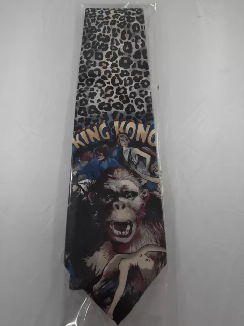 KING KONG LEOPARD Neck Tie American Film Classics Yellow Letters Silk Necktie